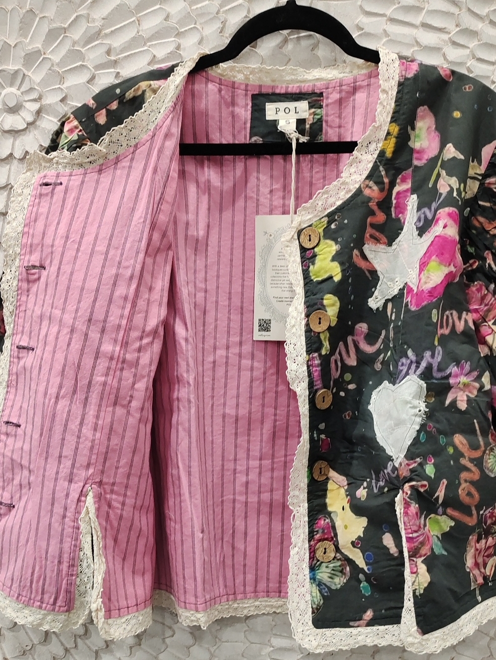 Lightweight Floral Love Patchwork Star Heart Graffiti Jacket - Picture 8 of 9